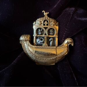 Vintage Frank Meisler Noah’s Ark silver gold pin pendant  brooch